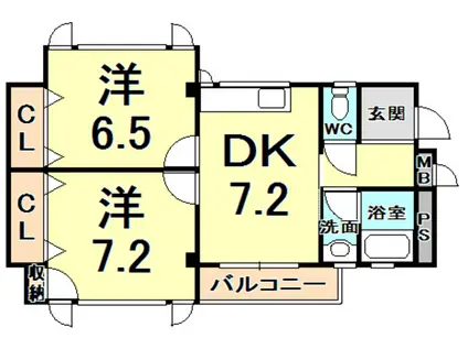 サンロイヤル神垣(2DK/1階)の間取り写真