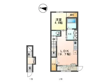 西宮市山口町下山口アパート工事(1LDK/2階)の間取り写真