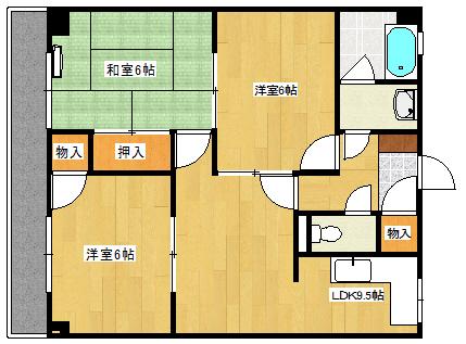 コーポ田中(3LDK/3階)の間取り写真