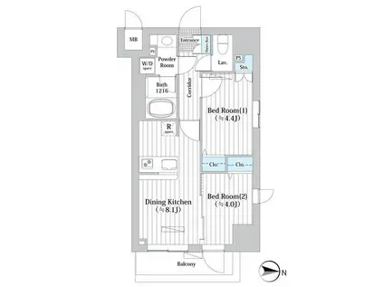 ルーエ押上(2DK/2階)の間取り写真