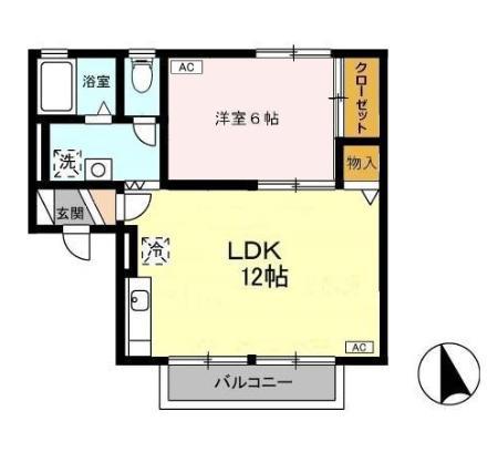 セジュールエイト A(1LDK/2階)の間取り写真