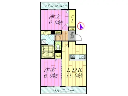 アルバグランデ(2LDK/3階)の間取り写真
