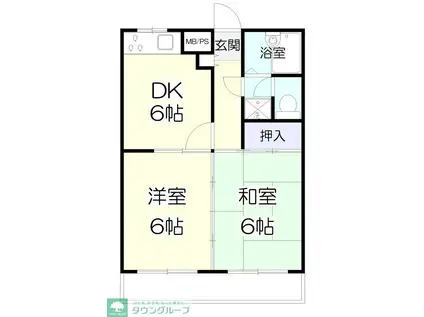 ライオンズマンション平塚第6(2DK/3階)の間取り写真