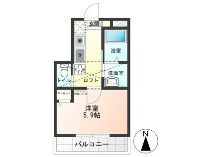 パストラル国立(1K/2階)の間取り写真