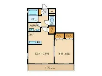 ファミール河内(1LDK/2階)の間取り写真