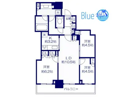 リヴァリエC棟(3LDK/11階)の間取り写真