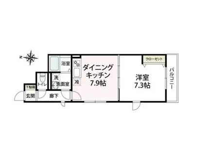 プリマベーラ中瀬(1DK/2階)の間取り写真