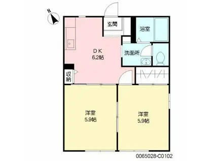 セフィラヒロセ  C棟(2DK/1階)の間取り写真