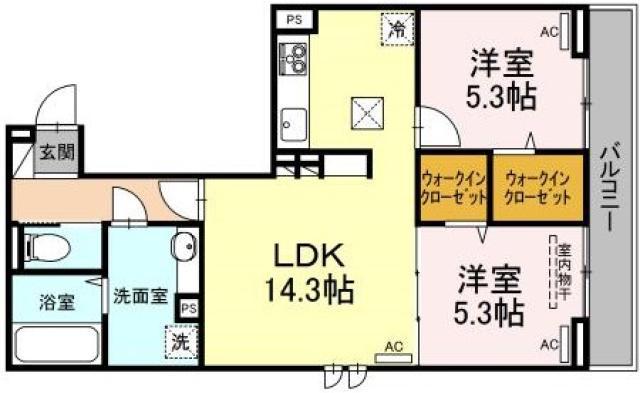 ヒーローキングダム(2LDK/1階)の間取り写真