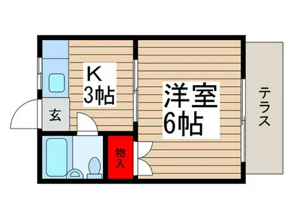 第一秋元ハイツ(1K/1階)の間取り写真