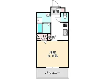  クレド桜橋(1K/6階)の間取り写真