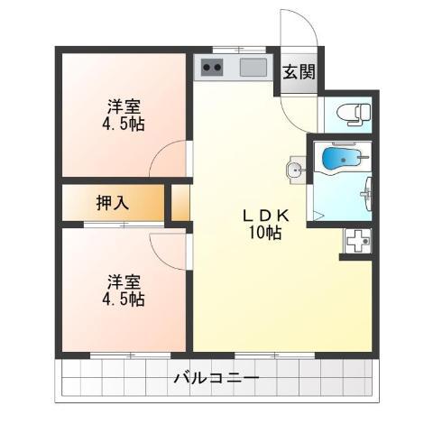 リアライズ玉出(2LDK/5階)の間取り写真