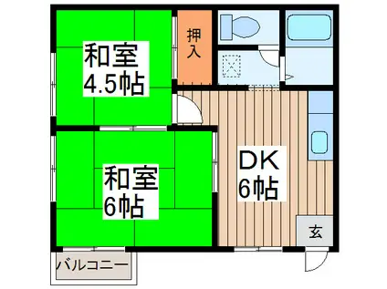 メゾンコスモ(2DK/2階)の間取り写真