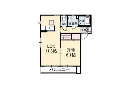 シャ一メゾン グリ一ンB棟(1LDK/1階)の間取り写真