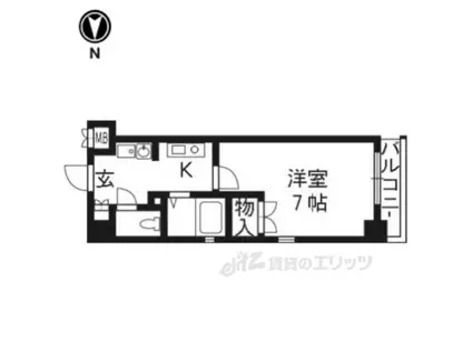 ベラジオ御所東(1K/9階)の間取り写真