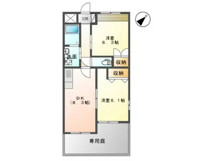 VIVO B.H.T(2DK/1階)の間取り写真