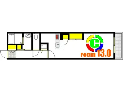 ベルパッソ十日市(1K/3階)の間取り写真