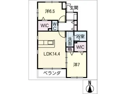 THE AMOUR(2LDK/3階)の間取り写真