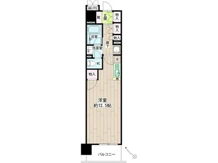 サンリバーオオモリ(ワンルーム/4階)の間取り写真