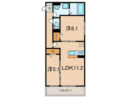 LICORICE A棟(2LDK/3階)の間取り写真