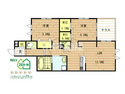 メゾン西村(2LDK/1階)の間取り写真