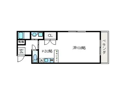 ヴァンベール大川(1K/6階)の間取り写真