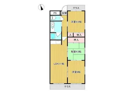 白本マンション(3LDK/4階)の間取り写真