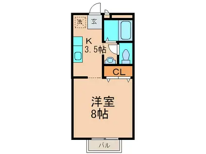 アンオオモリ(1K/2階)の間取り写真