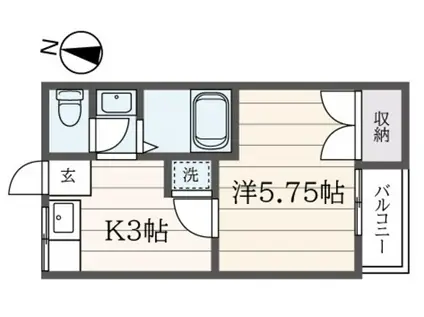 第5コーポふじ(1K/2階)の間取り写真