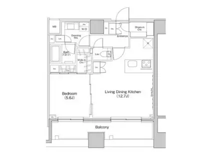N ザ・パークハビオ荏原中延プレイス(1LDK/14階)の間取り写真