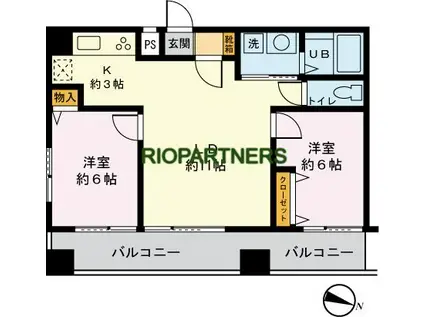 エミネンスアビス(2LDK/4階)の間取り写真