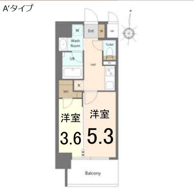 S-RESIDENCE烏森AUREATE(2K/2階)の間取り写真