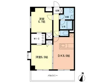 ジョワ・ド・ヴィーヴル(2DK/2階)の間取り写真