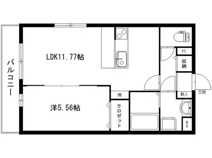 グランストーク篠ケ瀬III(1LDK/3階)の間取り写真