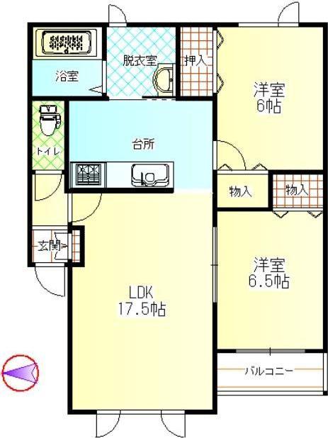 タネットK館(2LDK/3階)の間取り写真