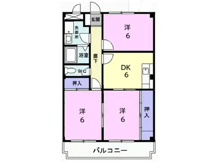 イースト HILL(3DK/3階)の間取り写真