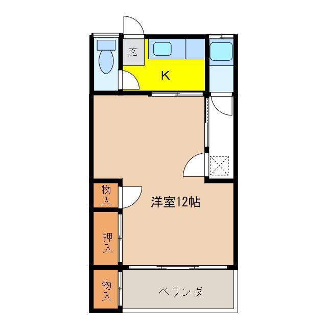 梨の木コーポ(1K/2階)の間取り写真