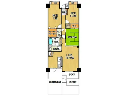 ミレニアムレジデンスつくば(3LDK/1階)の間取り写真