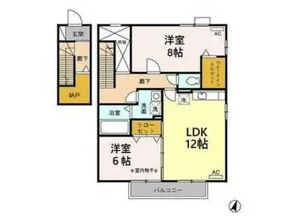 ヒルズ光が丘(2LDK/2階)の間取り写真