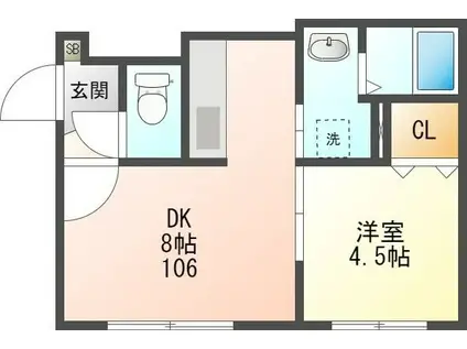 レグルス(1DK/1階)の間取り写真