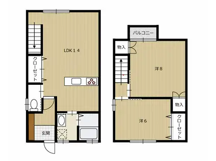 メゾネットK(2LDK/1階)の間取り写真