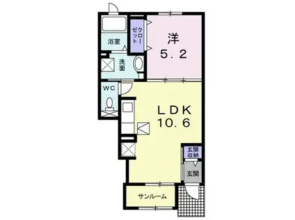 グランツ R I(1LDK/1階)の間取り写真