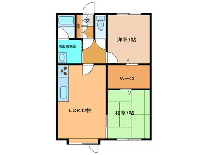 札内グリーンハイツ(2LDK/1階)の間取り写真