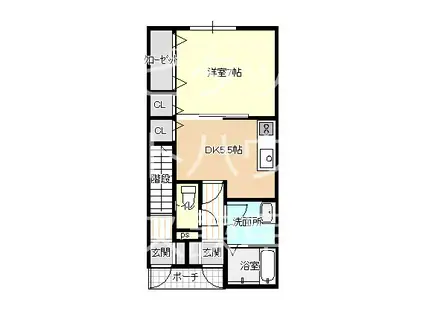 LA FONTE松里A棟(1DK/1階)の間取り写真