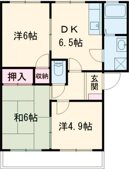アーバンハイツB棟(3DK/1階)の間取り写真