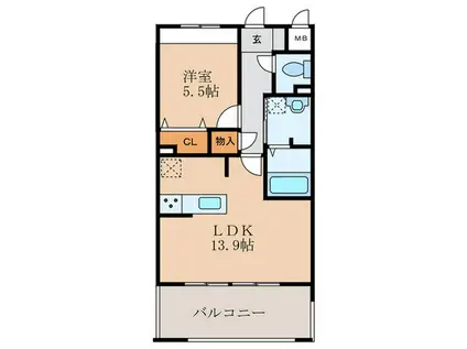 アーバンコート中央町(1LDK/11階)の間取り写真