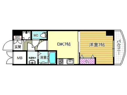 ノルデンタワー天神橋(1DK/4階)の間取り写真