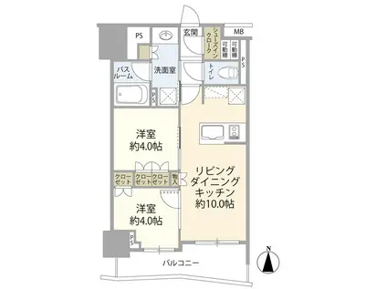 オープンレジデンシア栄サザンスクエア(2LDK/6階)の間取り写真