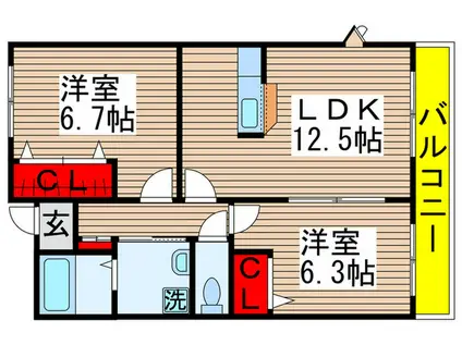 ラッキーベル鈴幸A(2LDK/4階)の間取り写真