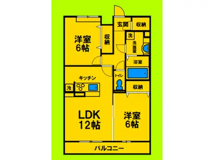 南塚口メディエートプラザII(2LDK/2階)の間取り写真